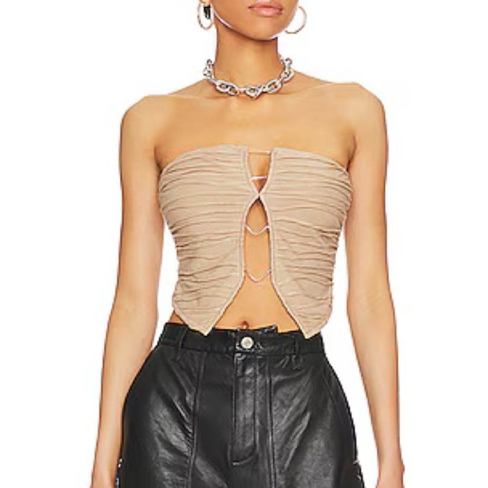 Superdown Tan Strapless Crop Top